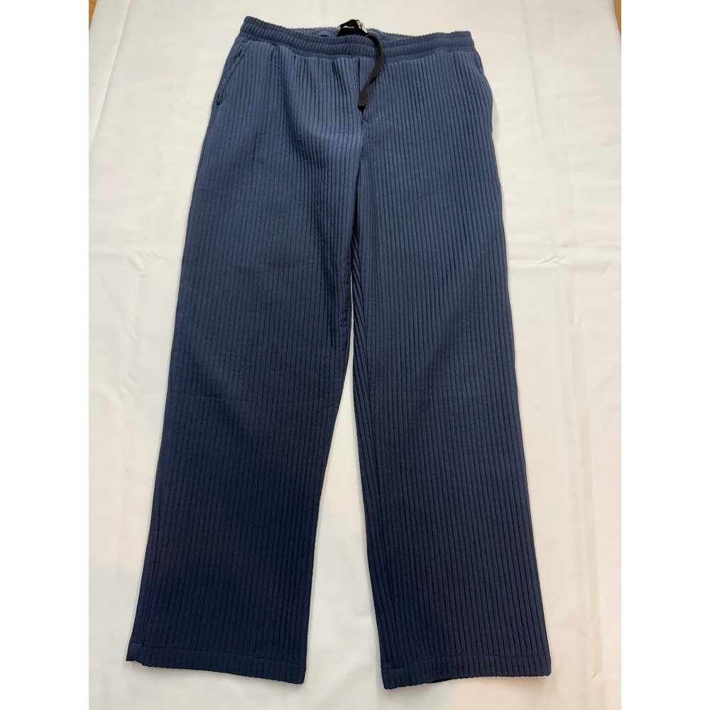 TOPMAN $68 Mens Large Navy Blue Vertical Rib Pull On Straight Leg pants K11